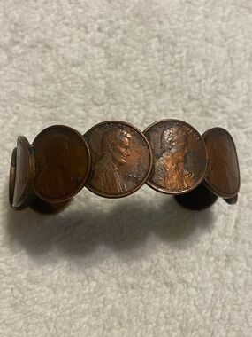 Vintage 1975 Penny Coin Cuff Bracelet Copper
